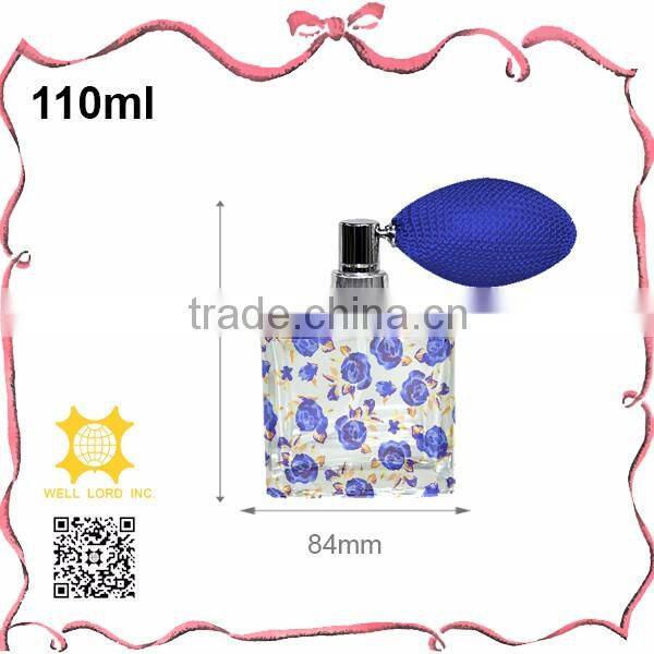 Colorful sprinkle dots perfume glass atomizer with royal blue bulb