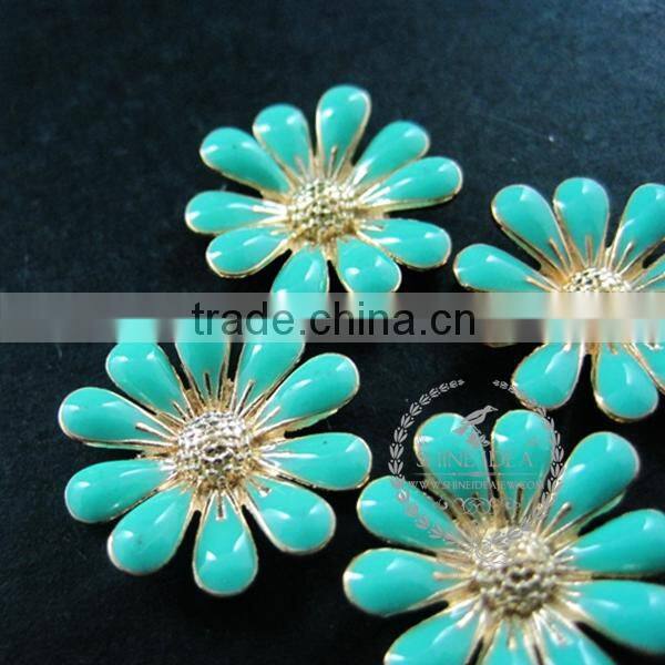 18mm blue flower cabochon setting pendant charm DIY supplies findings 1800146