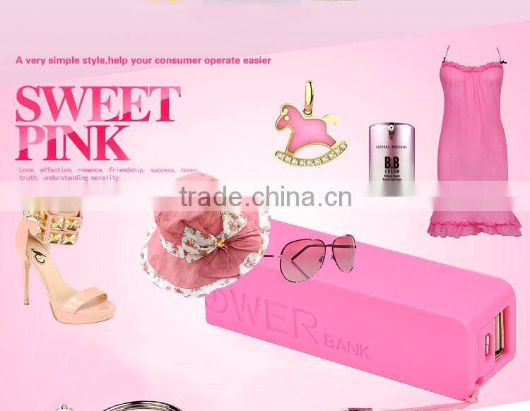 Long time stand by pink perfume 2600mah external portable power bank external battery
