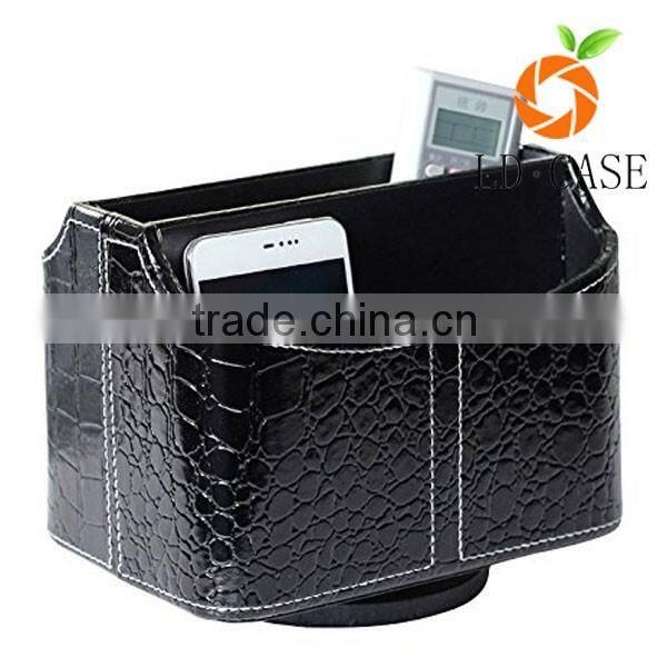 factory price leather office storage box Leather case On Desk