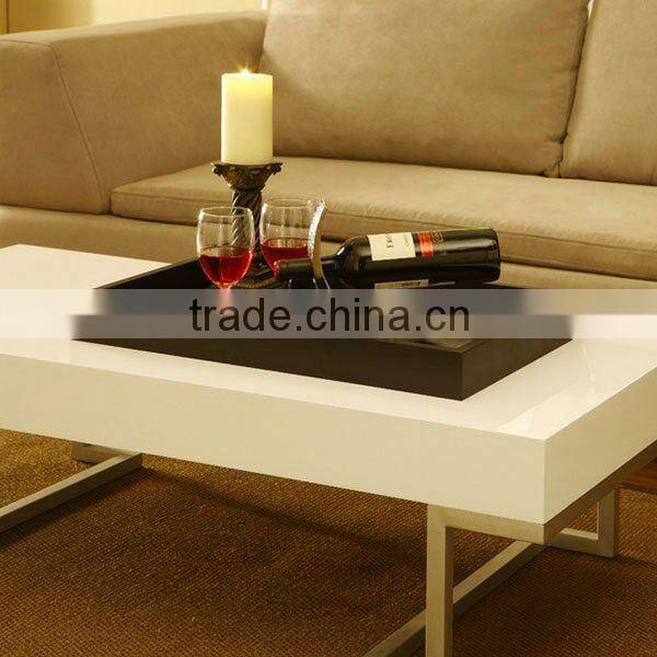 Seabrook White Finish Coffee Table w/ Serving Block
