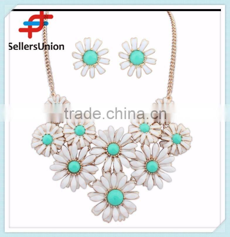 No.1 yiwu exporting commission agent wanted delicate flower choker necklace statement necklace 2016 necklace set