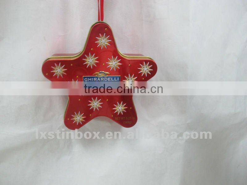 star shape with lid factionable star tin box