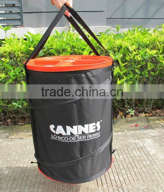 Foldable nylon pop up spiral collapsible Pet Food container