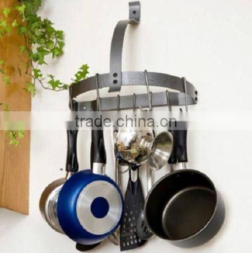 Wall Mount Metal Pot Hooks Rack Kitchen Organization