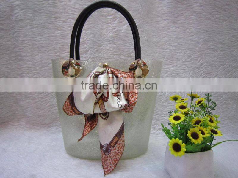Fashion sparkling Silicone Beach Bag with Silk Butterfly knot