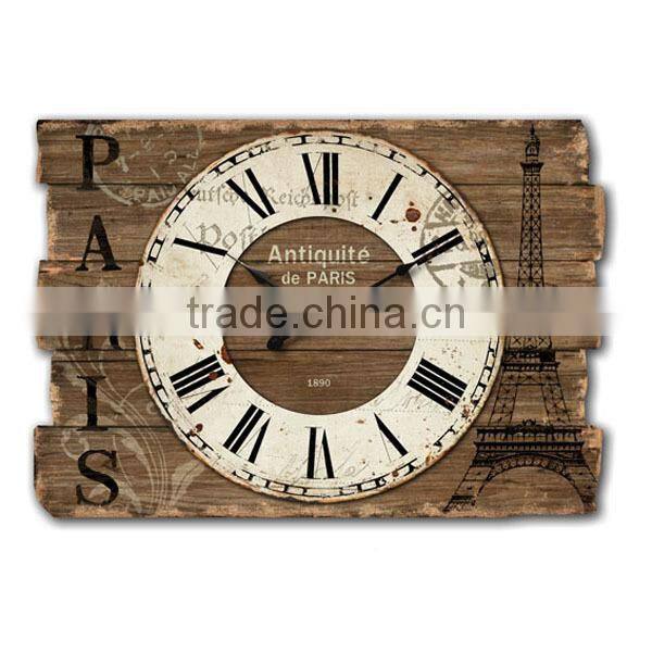 Big Wooden Decorative Wall Clock MDF Wall Clock Floral Home Decorative Clock