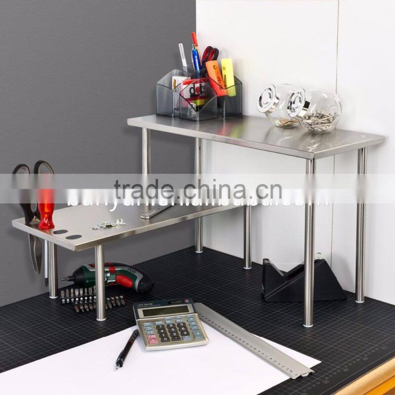 Kitchen or Bathroom Use 2 Tiers Rectangle Stainless Steel kitchen shelf