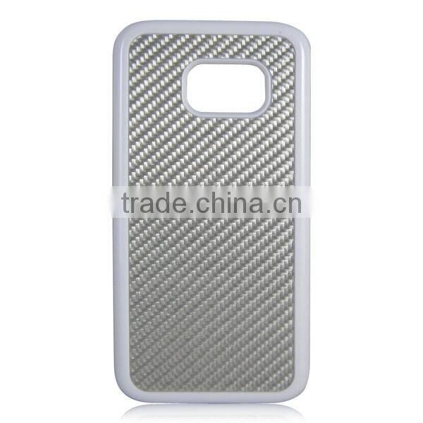 Silver twil carbon fiber case ,shiny carbon fiber phone case for Samsung S7