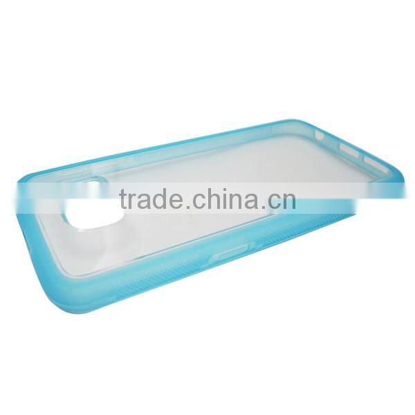 Double color transparent 2 in 1TPU+ PC mobile phone back cover case for Samsung S6