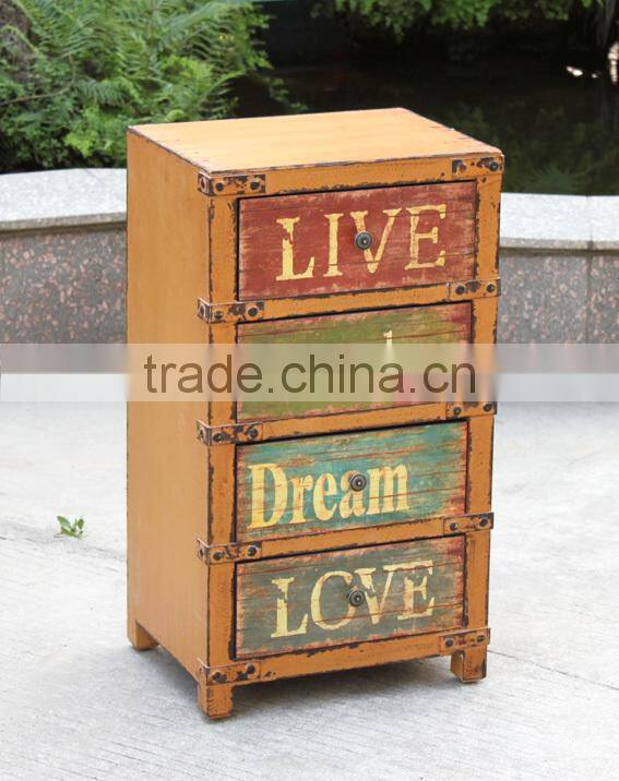 four drawers antique yellower wooden Cabinet