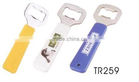Stainless beer bottle opener with plastic handle