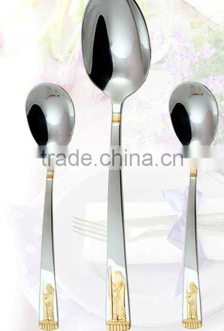 Golden plated SS430 material silver spoon knife and forkwith high quality and elegant design