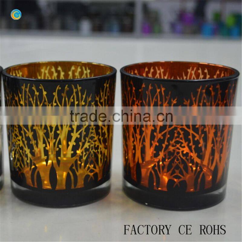 Trees silver laser candle holders glass