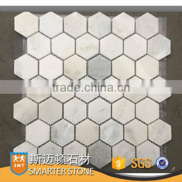 Paradise white marble mosaic stone hexagonal shape with a mesh