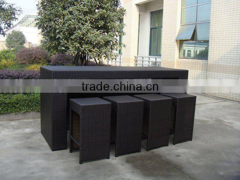 Outdoor Furniture Bar Table Chairs Patio Dining Rattan Wicker Set 9pcs New