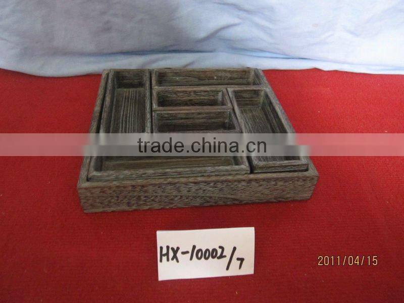 small wooden craft tray with compartment