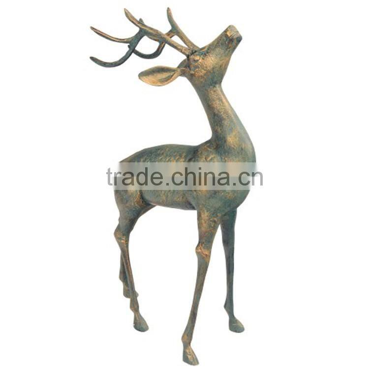 Hot sale Christmas home decor metal crafts bronze life size deer statues