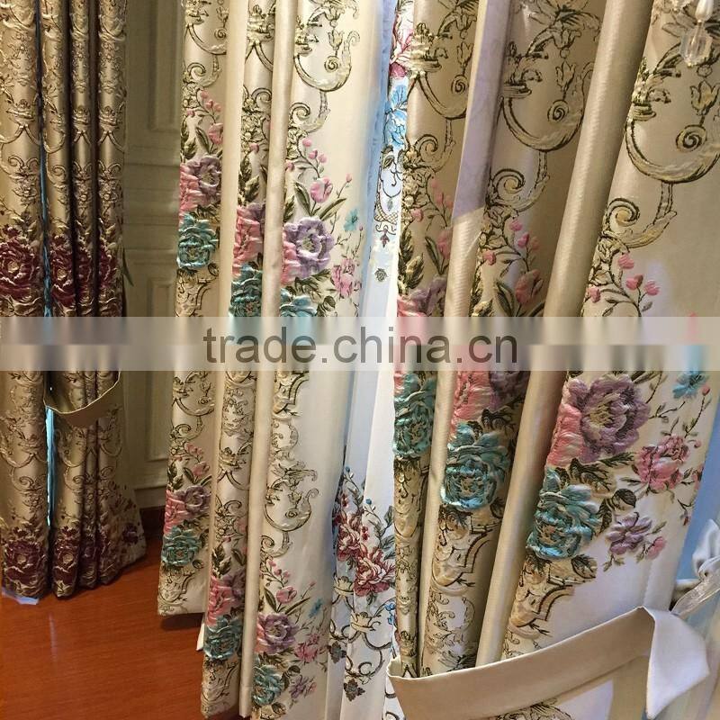 M-865 Luxury European style living room bedroom beige curtains shade American luxury jacquard curtains