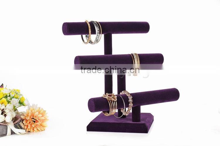 2016 three tiers purple velet woman stand for bracelet