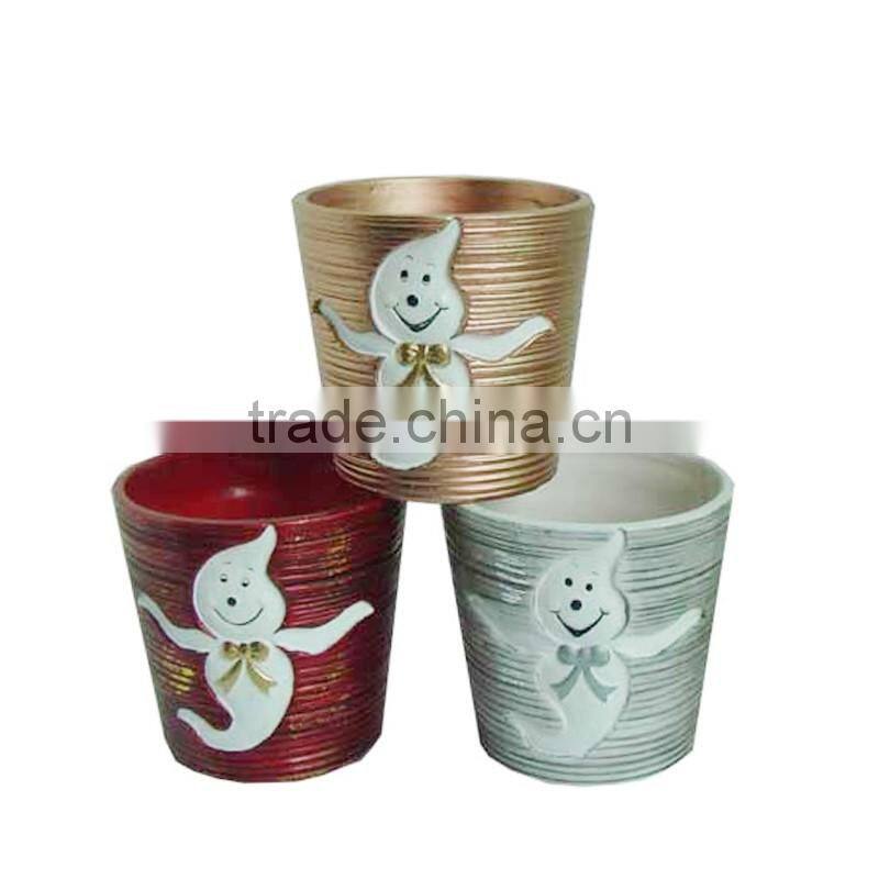 ceramic pumpkin shaped flower pot for Halloween