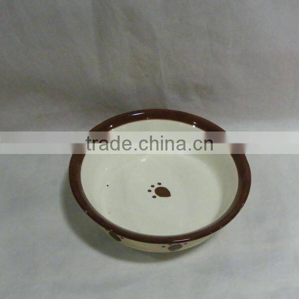 Brown Prints Ceramic Water Bowl for Pet