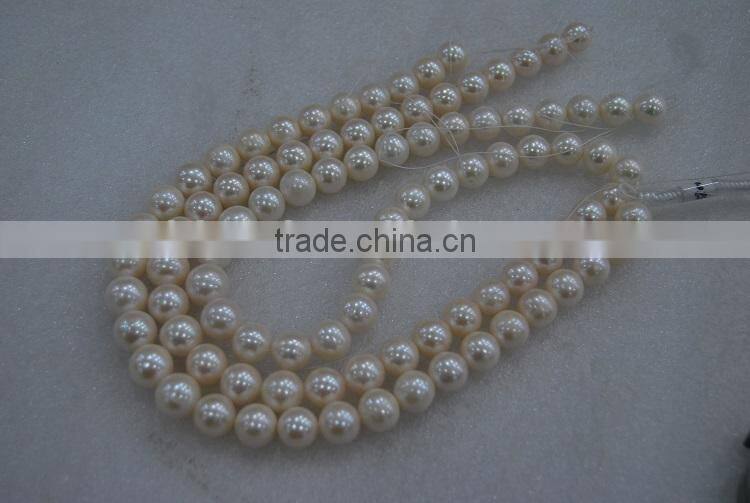 big 11-12mm white round freshwater pearl strand