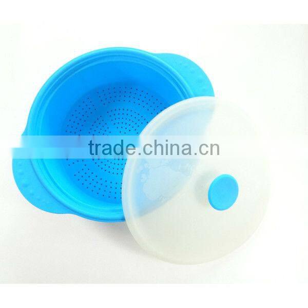 LFGB FDA grade Multifuncational microwave oven steamer,silicone food dinner box