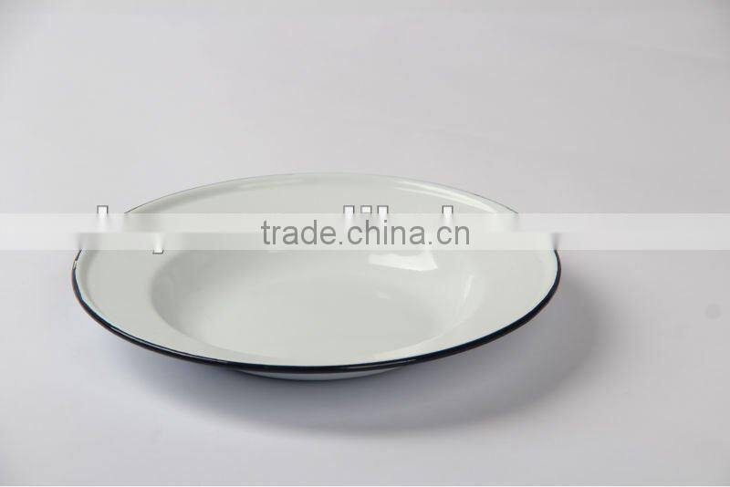 enamelware 14-26cm white porcelain enamel unpatterned soup plates plain