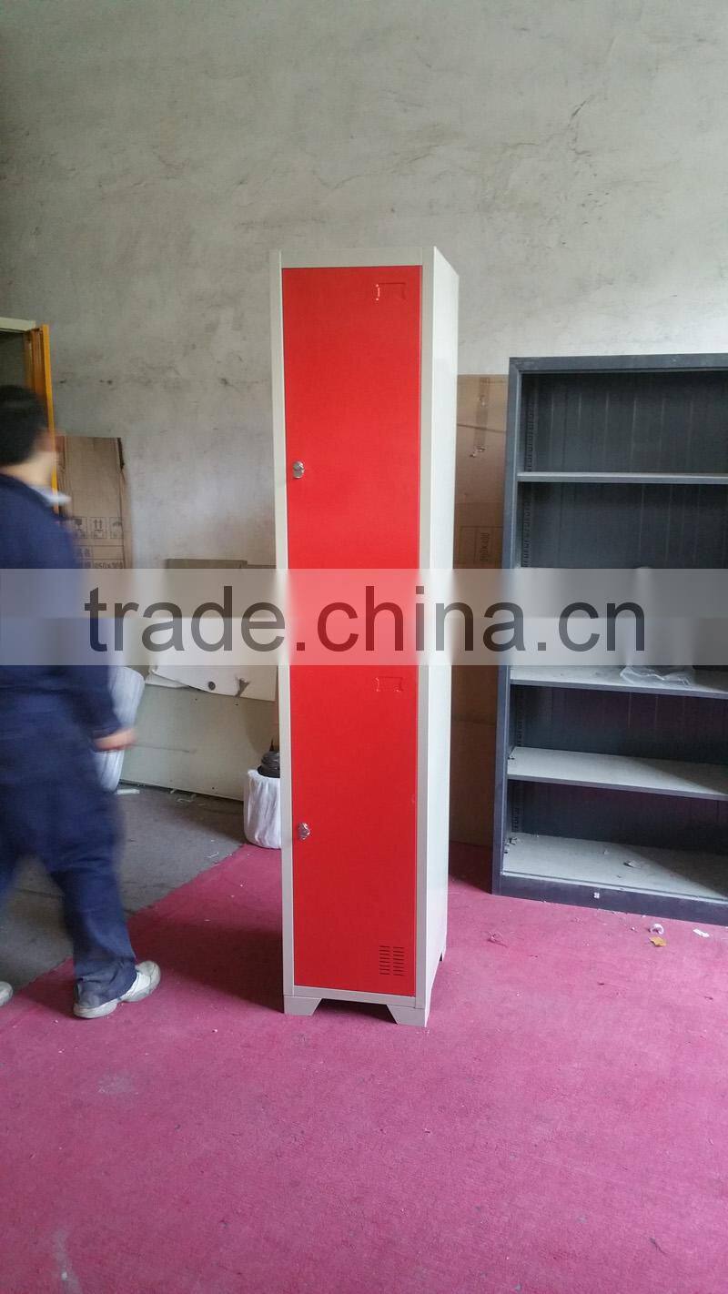 Singe Side Two- door Metal Locker with One Shelf in Red