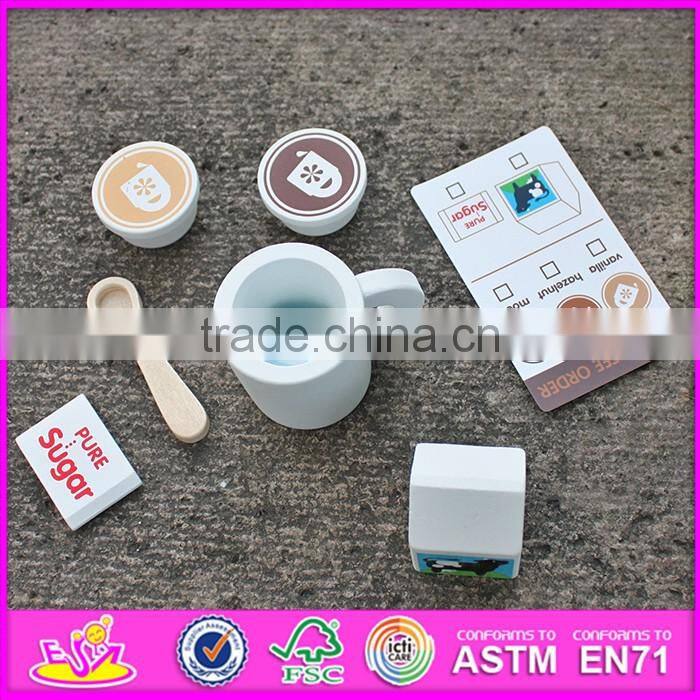 2016 new design simulation home play mini wooden kids coffee maker W10D147