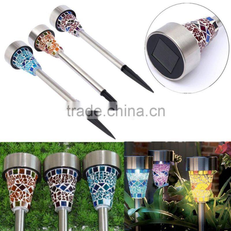 Solar LED Lighting Solar Powered Outdoor Garden Yard Stainless Steel Mosaic Light