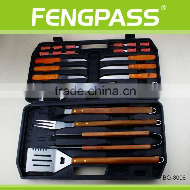 barbecue lover 25pcs wooden handle bbq set(7-21-26)