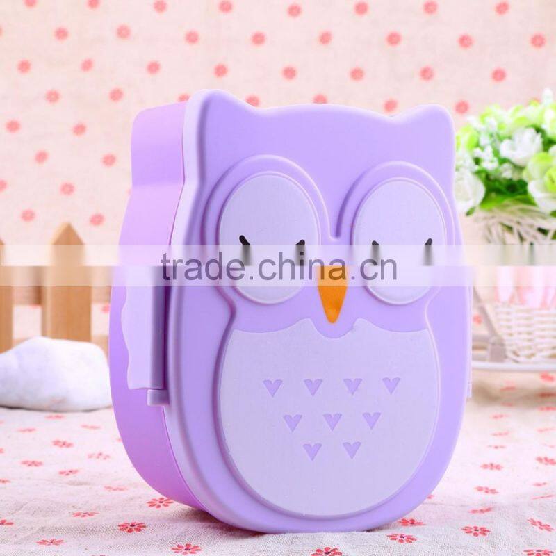 1050ml Cartoon Owl Lunch Box Food Fruit Storage Container Portable Bento Box Food-safe Food Picnic Container for Children Gifts