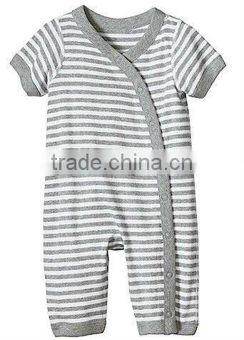 White pink stripe Baby Sleeper Pajamas In Organic Cotton