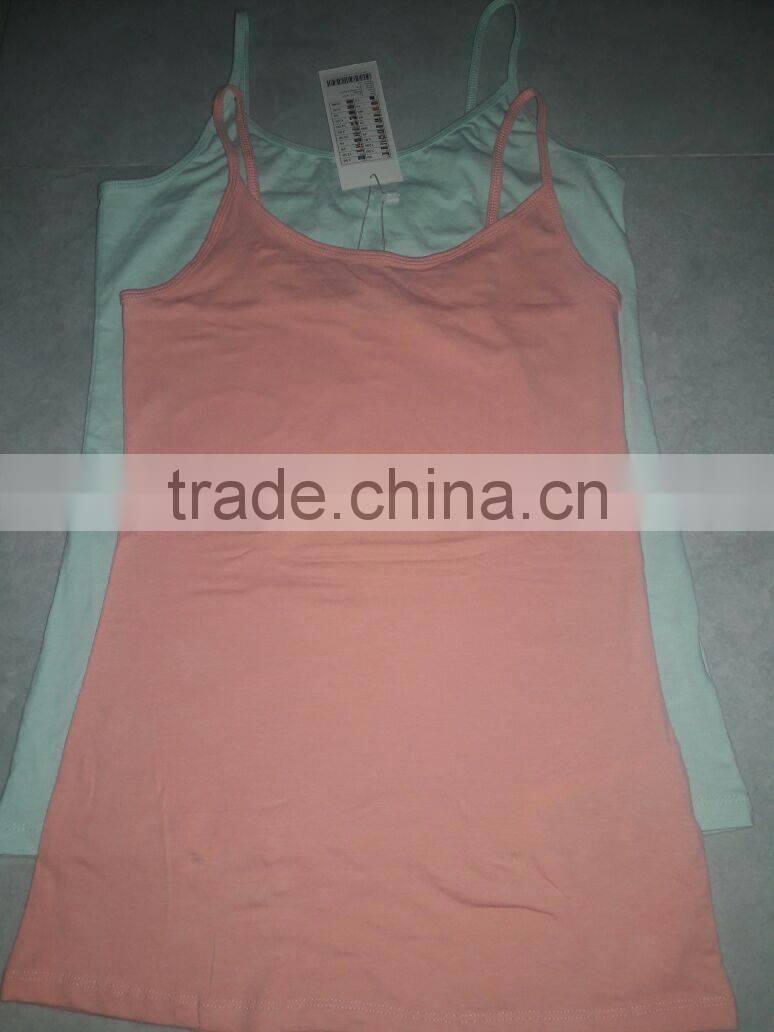 100%cotton Ladies Long Plain Strap Tank Top Seamless. custom made ladies tank top