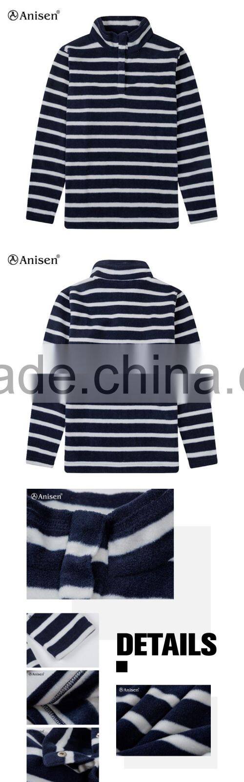 2017 hot sale blue collar half zipper plaids men fleece shirt