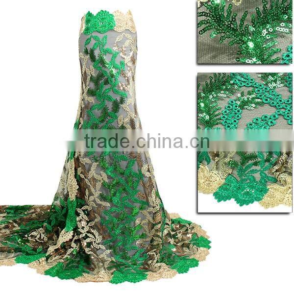 Wholesale African Wedding Lace Fabric Emboridery Dubai Lace With Sequins FL0184