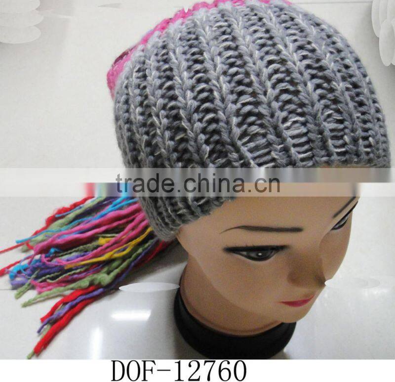 Fashion most popular 100%acrylic crochet knitted stripe hot cap for winter in stock now!