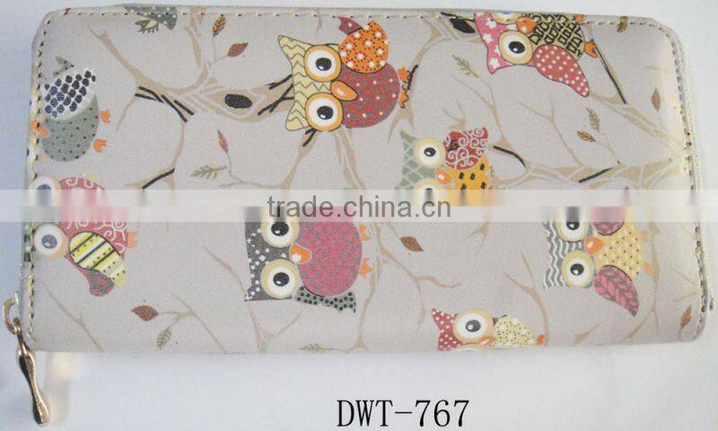 Fashion high quality PU stylish print owl wallet