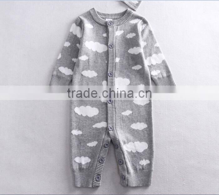 western infant toddler baby cotton knitted jumper romper with hat