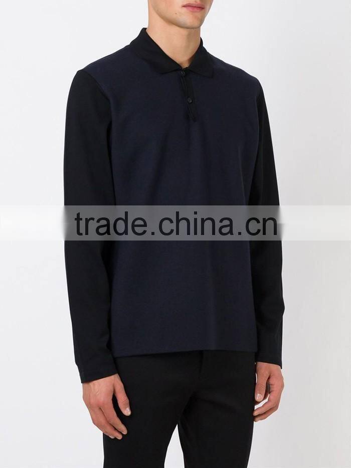 Man long sleeve contrasting pima cotton polo shirt