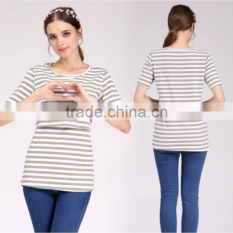 Wild Short Sleeve Nursing Clothes Small Fresh Breastfeeding Clothing Cotton Maternity Mother Outdoor Tops