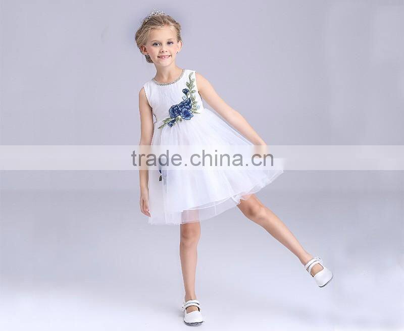 New Little Girls White Embroidered Children Wedding Dress