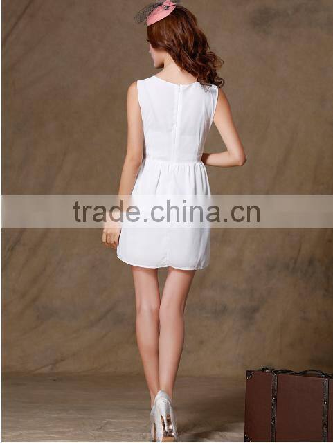 2015 Summer Autumn Vestidos New Korean Women Casual Bohemian Floral Leopard Sleeveless Vest Printed Beach Chiffon Dress