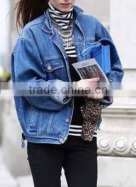 Runwaylover EY1034C Washed denim bomber women jeans jacket with custom service