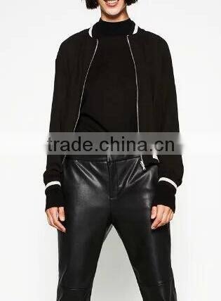 Runwaylover EY1030C Wholesale Fashion Women Solid Color Bomber Cropped 100% Nylon Embroidery Jacket