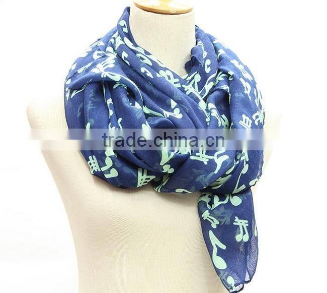 Wholesale Musical Notes Sunscreen Voile Scarf