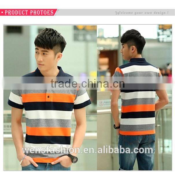 Hot Sale Custom High Quality Pure Short Sleeve Stripe Polo Shirt For Man