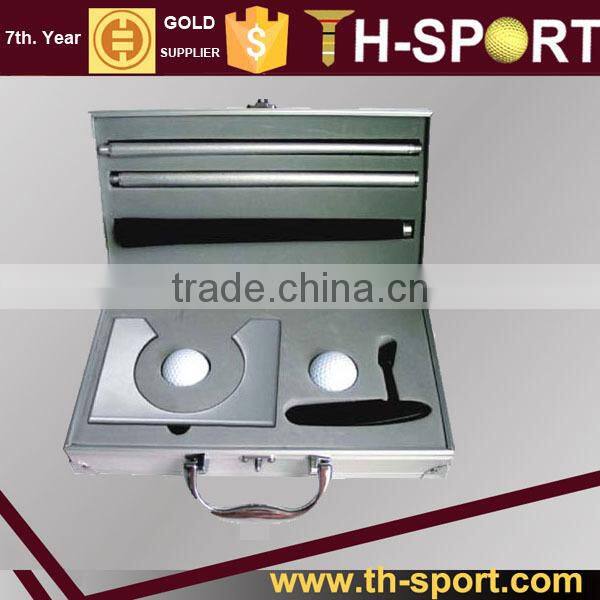2016 aluminum box golf gifts/indoor golf putting set